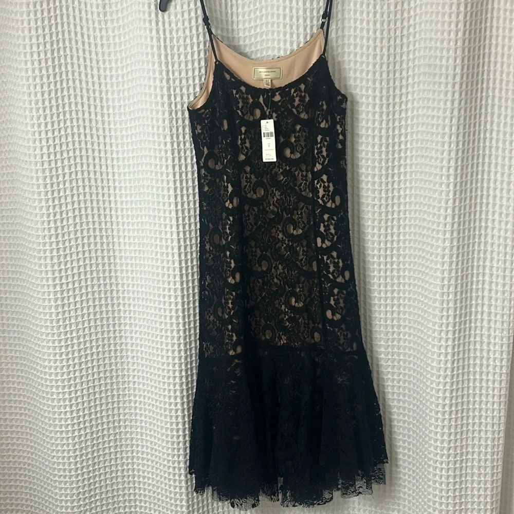 Anthropologie Moulinette Soeurs Black Lace Midi Cami Cotrina Dress Size 0 NWT - Picture 2 of 13